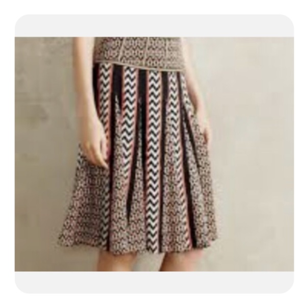 Anthropologie Ranna Gill Skirt Chevron Black Print Stripe Knee Length Size 16 - Picture 13 of 13